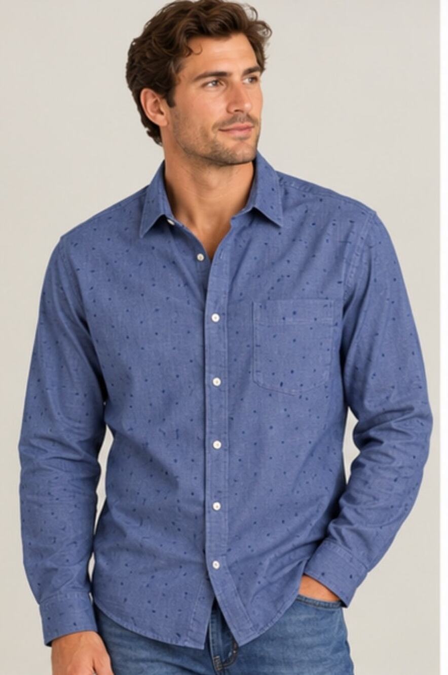 Banana Republic Non-Iron Slim Fit Men's Dress Shirt Blue Large Cotton Button Up